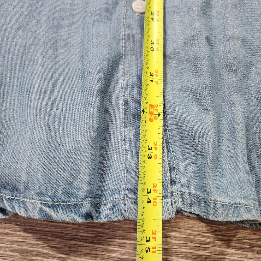 NWT ZILCREMO Blue Chambray Button Down Denim Shirt Dress Short Sleeve Medium - Picture 7 of 12